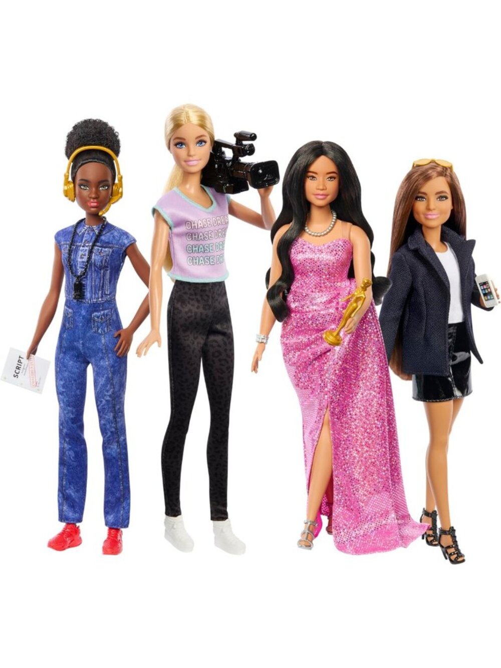 Set of 4 Career Dolls & Accessories - Women in Film: Executive, Director, Star